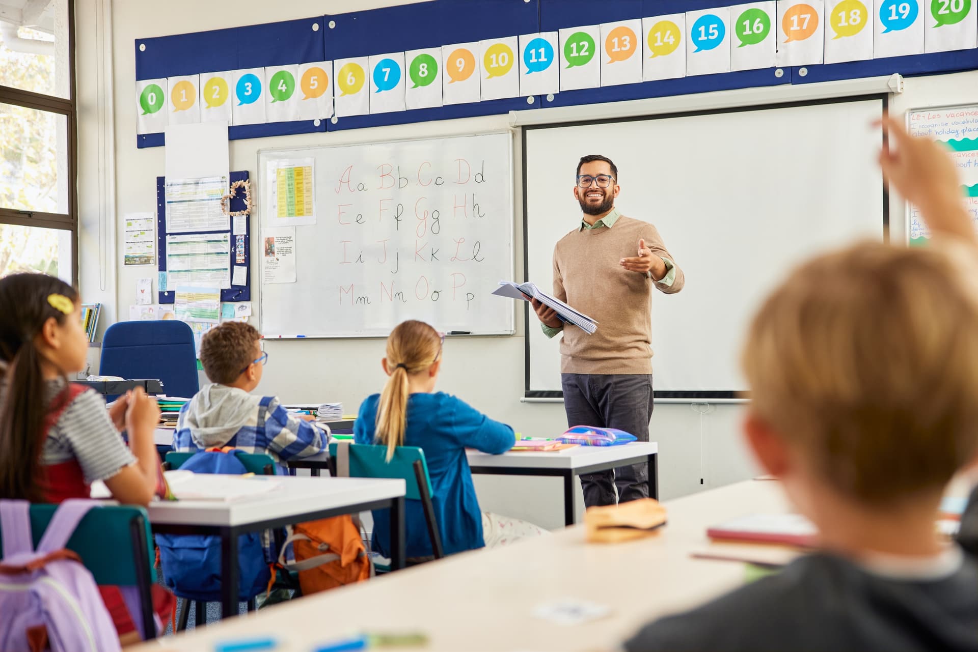 Teacher during a literacy block in the classroom