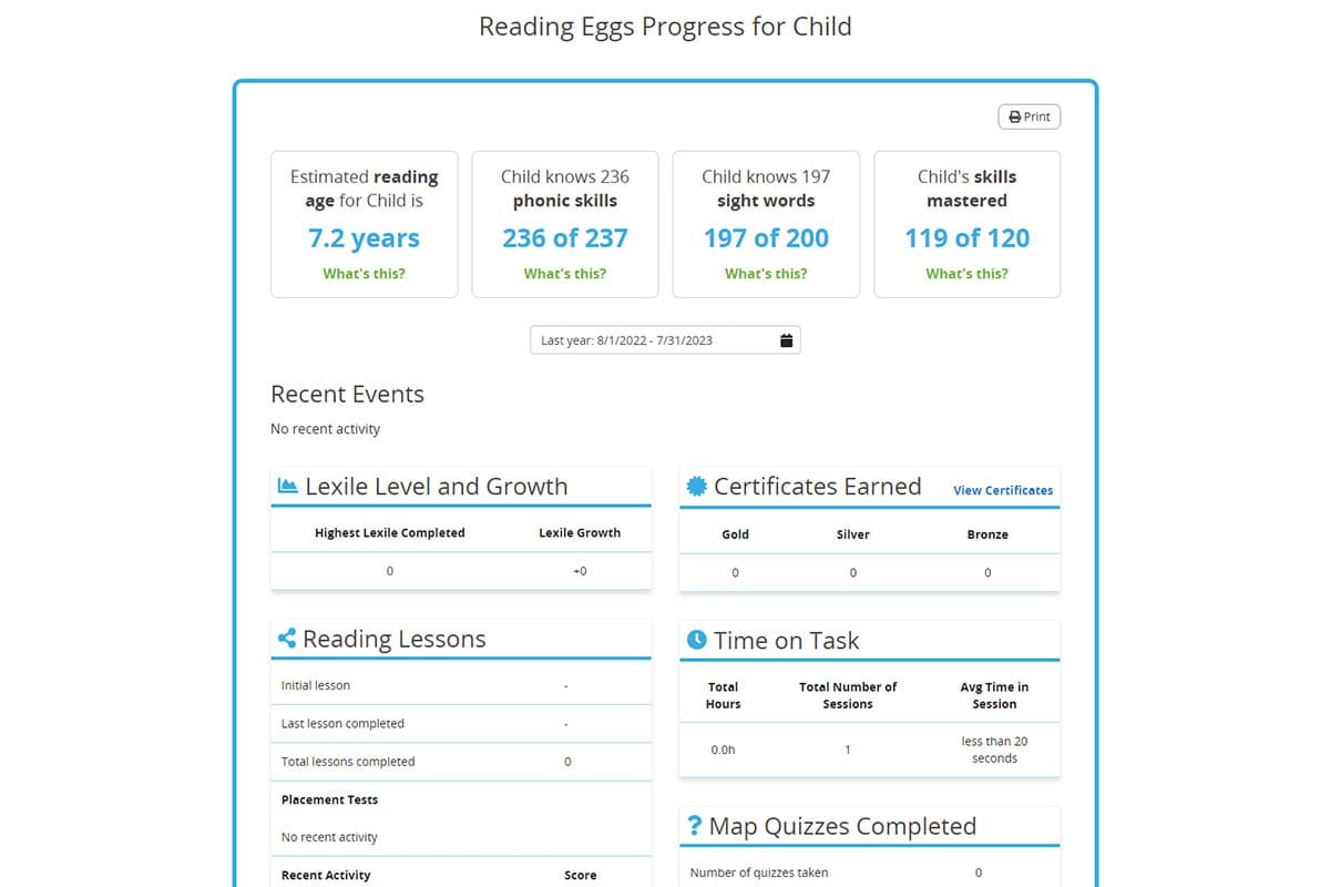The built-in progress reports in Reading Eggs can help automate your ESA compliance and reporting