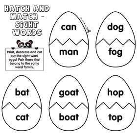 Hatch and Match Sight Words Printable