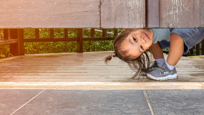 preschooler playing a learning game.