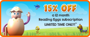 15% off a 12 month Reading Eggs subscription