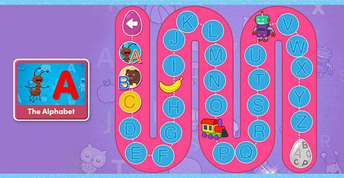 Screenshot of the new Alphabet activity for toddlers