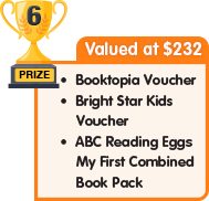 6th Prize - valued at $232 - Booktopia Voucher plus Bright Star Kids Voucher plus Reading Eggs My First Combined Book Pack